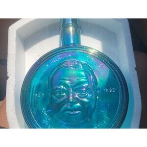 Vintage Wheaton Herbert Hoover Blue Carnival Glass 8" Bottle Decanter Limited Ed